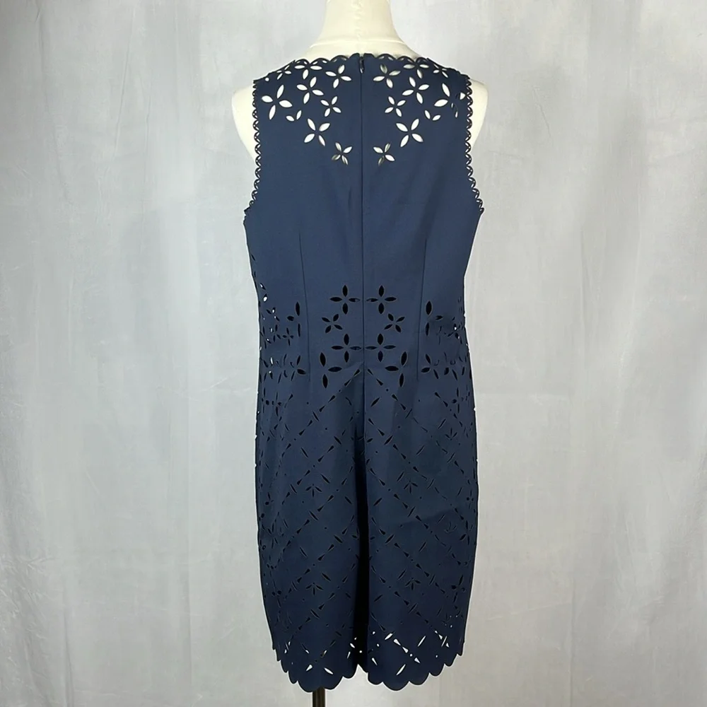 J. Crew Laser Cut Out Shift‎ Dress in Navy Blue.